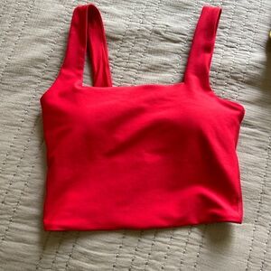 Red Abercrombie Sculpt square neck workout tank